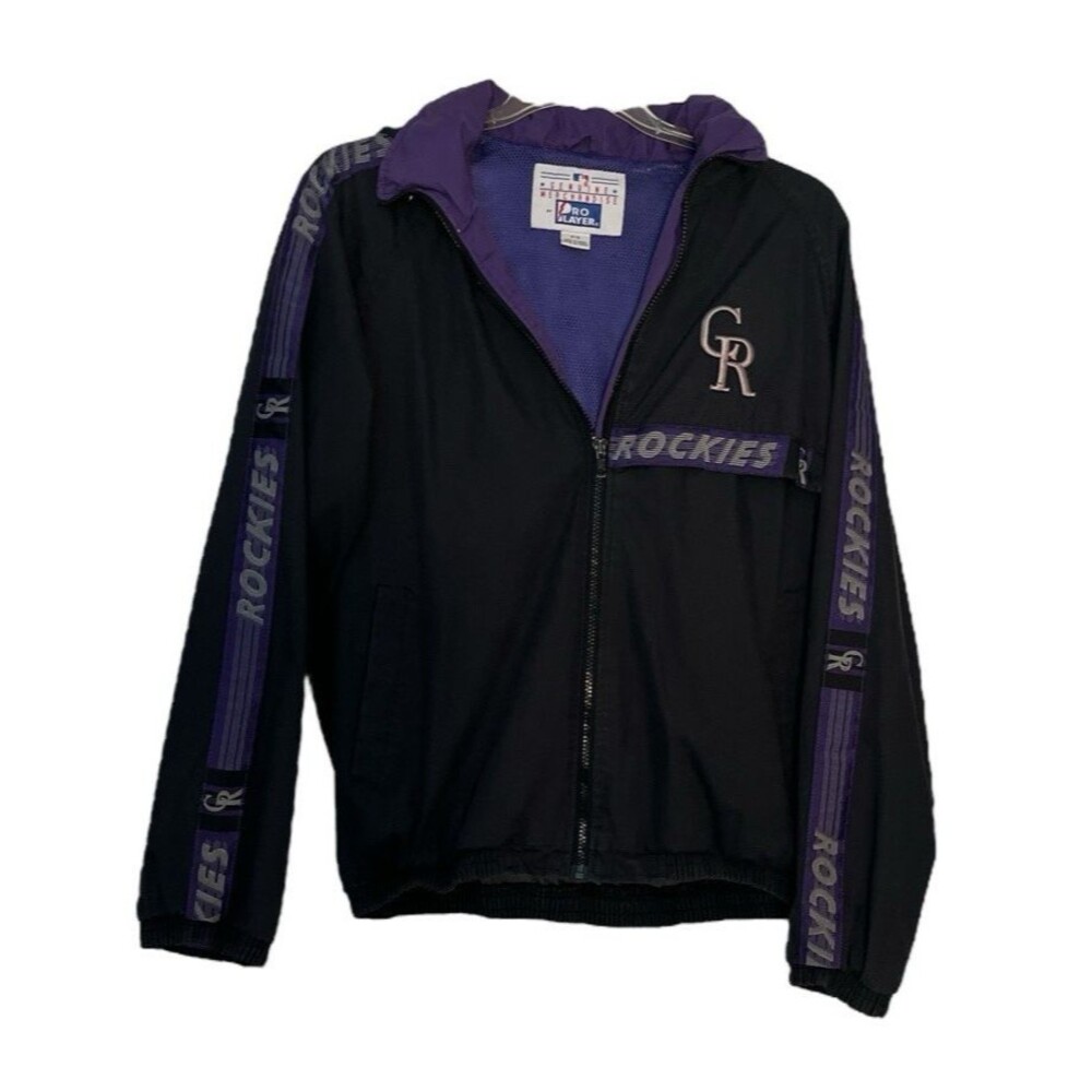 Vintage Colorado Rockies 90's Pro Player MLB Windbreaker Jacket Size Small READ